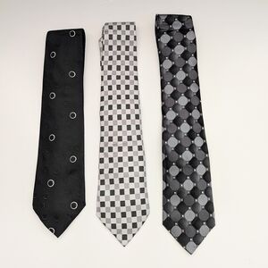 Bundle of 3 Elegant Black/Gray/White/Silver Men's Ties